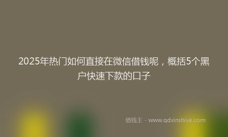 2025年热门如何直接在微信借钱呢，概括5个黑户快速下款的口子
