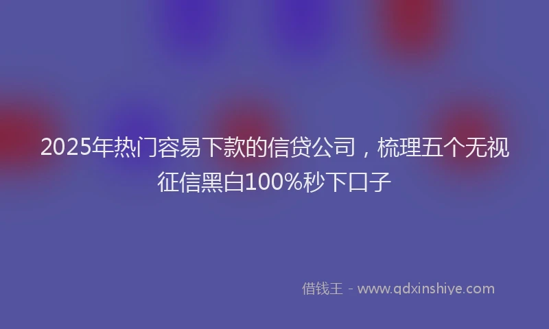 2025年热门容易下款的信贷公司，梳理五个无视征信黑白100%秒下口子