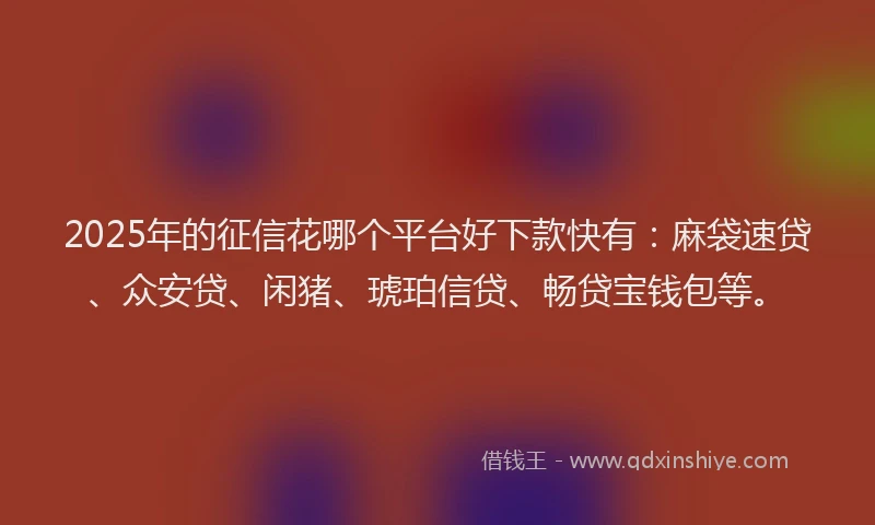 2025年的征信花哪个平台好下款快有：麻袋速贷、众安贷、闲猪、琥珀信贷、畅贷宝钱包等。