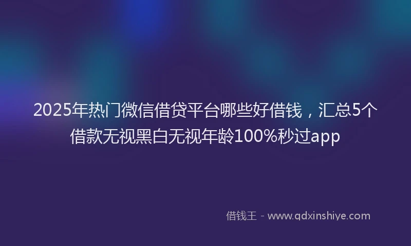 2025年热门微信借贷平台哪些好借钱，汇总5个借款无视黑白无视年龄100%秒过app