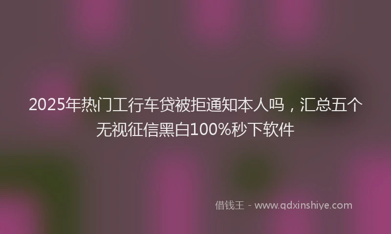 2025年热门工行车贷被拒通知本人吗，汇总五个无视征信黑白100%秒下软件