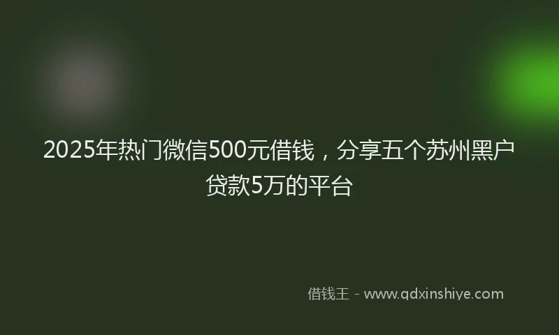 2025年热门微信500元借钱，分享五个苏州黑户贷款5万的平台