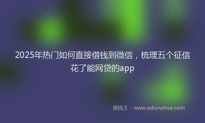 2025年热门如何直接借钱到微信，梳理五个征信花了能网贷的app