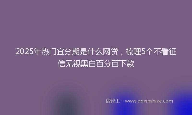 2025年热门宜分期是什么网贷，梳理5个不看征信无视黑白百分百下款