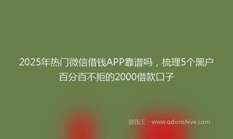 2025年热门微信借钱APP靠谱吗，梳理5个黑户百分百不拒的2000借款口子