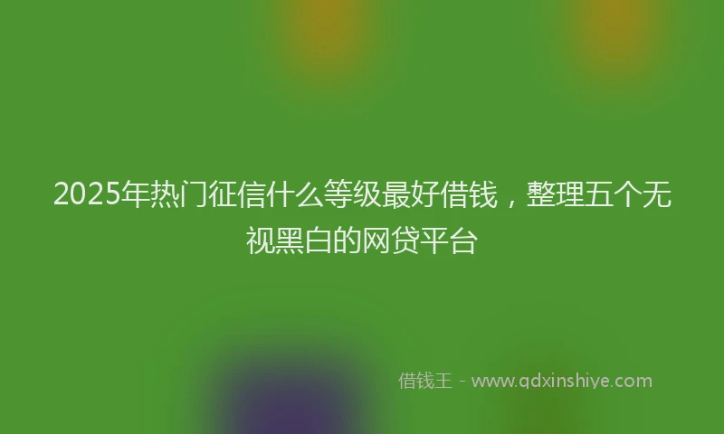 2025年热门征信什么等级最好借钱，整理五个无视黑白的网贷平台