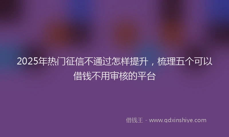 2025年热门征信不通过怎样提升，梳理五个可以借钱不用审核的平台