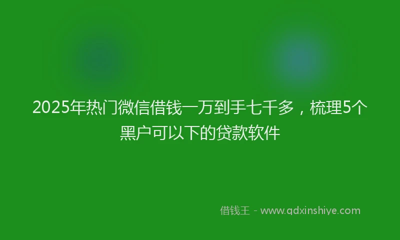 2025年热门微信借钱一万到手七千多，梳理5个黑户可以下的贷款软件