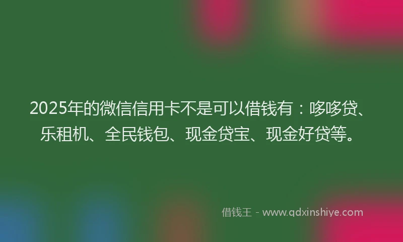 2025年的微信信用卡不是可以借钱有：哆哆贷、乐租机、全民钱包、现金贷宝、现金好贷等。