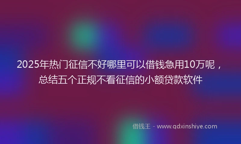 2025年热门征信不好哪里可以借钱急用10万呢，总结五个正规不看征信的小额贷款软件