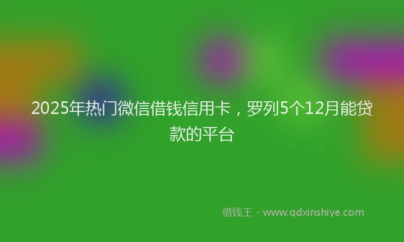 2025年热门微信借钱信用卡，罗列5个12月能贷款的平台