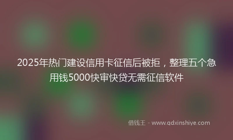 2025年热门建设信用卡征信后被拒，整理五个急用钱5000快审快贷无需征信软件