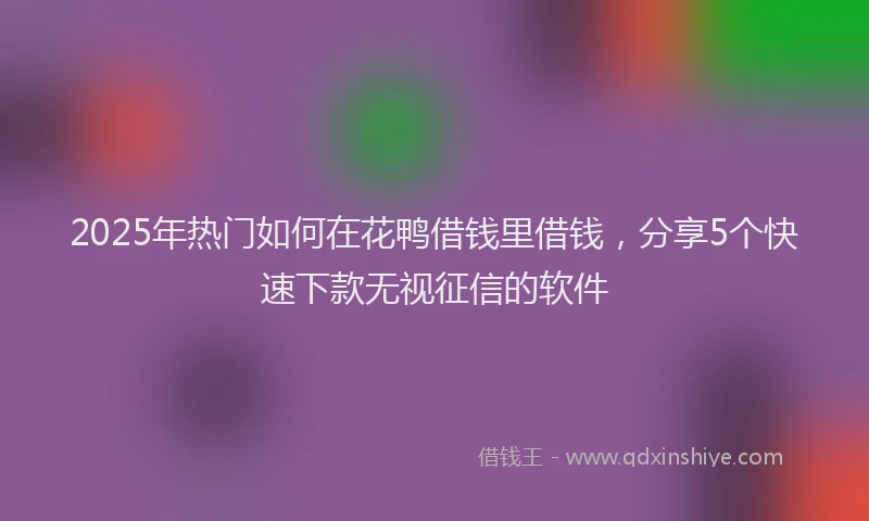 2025年热门如何在花鸭借钱里借钱，分享5个快速下款无视征信的软件