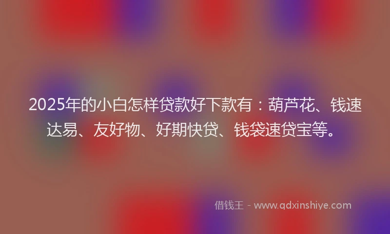 2025年的小白怎样贷款好下款有：葫芦花、钱速达易、友好物、好期快贷、钱袋速贷宝等。