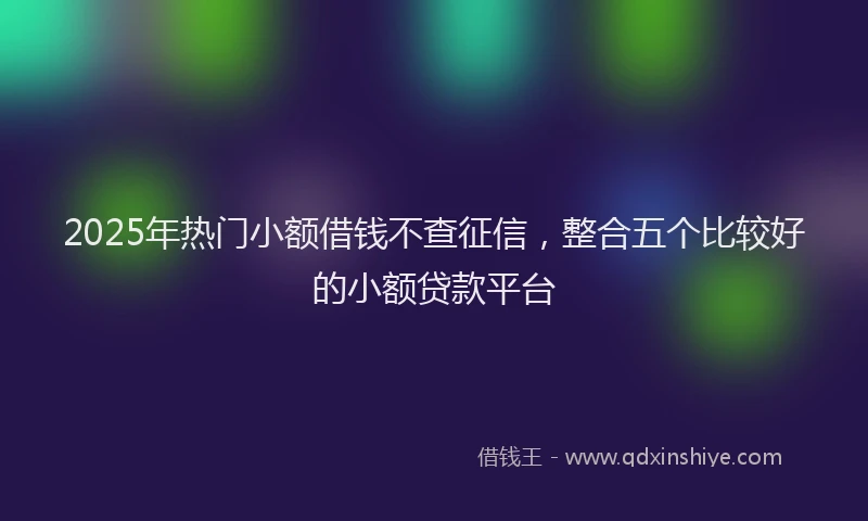 2025年热门小额借钱不查征信，整合五个比较好的小额贷款平台