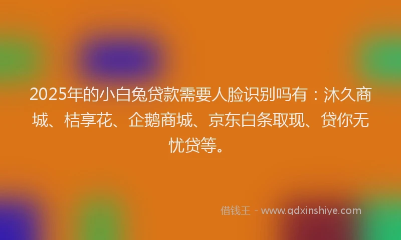 2025年的小白兔贷款需要人脸识别吗有：沐久商城、桔享花、企鹅商城、京东白条取现、贷你无忧贷等。