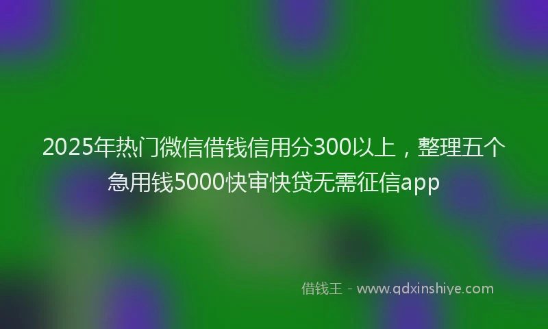 2025年热门微信借钱信用分300以上，整理五个急用钱5000快审快贷无需征信app