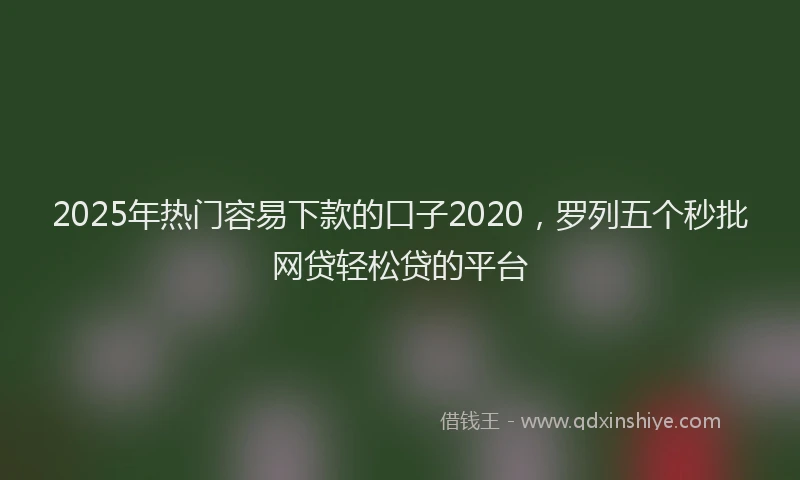 2025年热门容易下款的口子2020，罗列五个秒批网贷轻松贷的平台