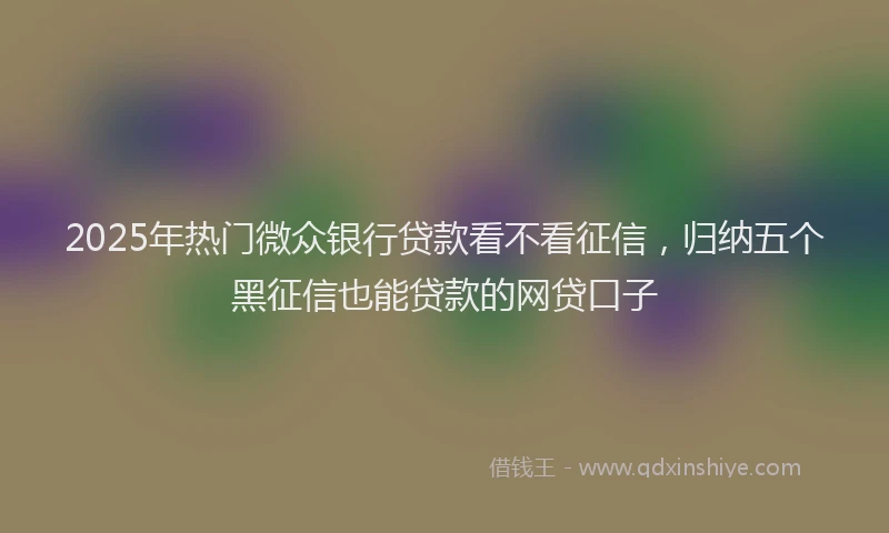 2025年热门微众银行贷款看不看征信，归纳五个黑征信也能贷款的网贷口子