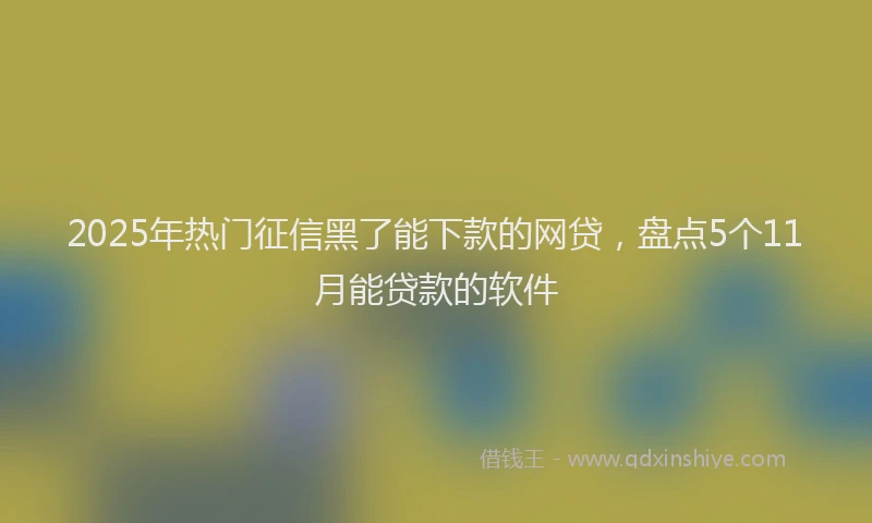 2025年热门征信黑了能下款的网贷，盘点5个11月能贷款的软件
