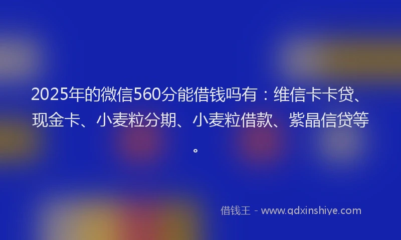 2025年的微信560分能借钱吗有：维信卡卡贷、现金卡、小麦粒分期、小麦粒借款、紫晶信贷等。