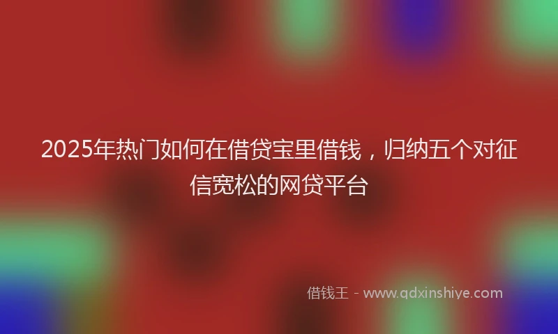 2025年热门如何在借贷宝里借钱，归纳五个对征信宽松的网贷平台