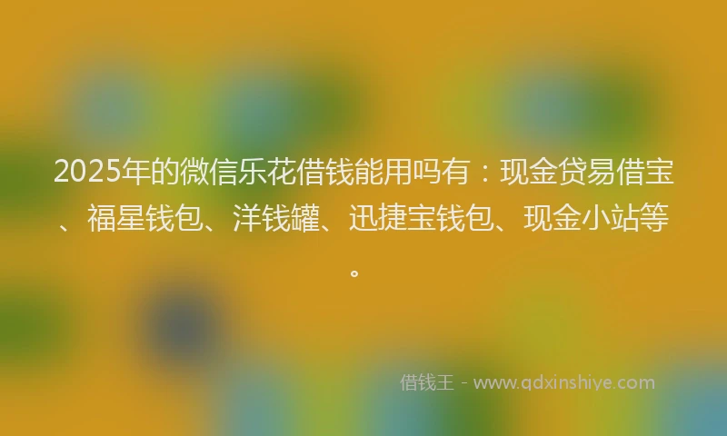 2025年的微信乐花借钱能用吗有：现金贷易借宝、福星钱包、洋钱罐、迅捷宝钱包、现金小站等。