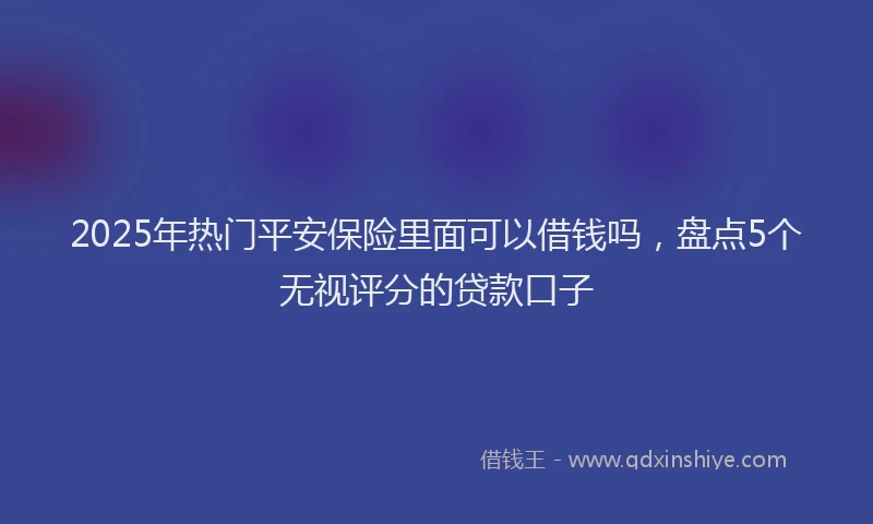 2025年热门平安保险里面可以借钱吗，盘点5个无视评分的贷款口子