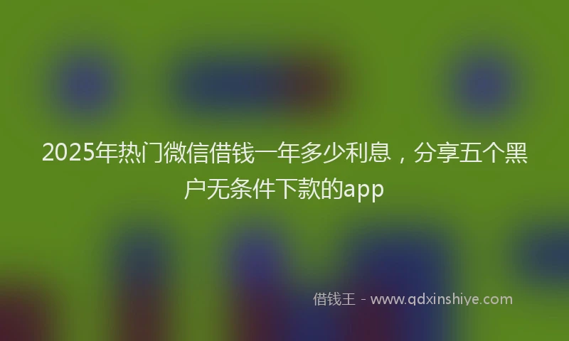 2025年热门微信借钱一年多少利息，分享五个黑户无条件下款的app