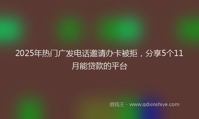 2025年热门广发电话邀请办卡被拒，分享5个11月能贷款的平台