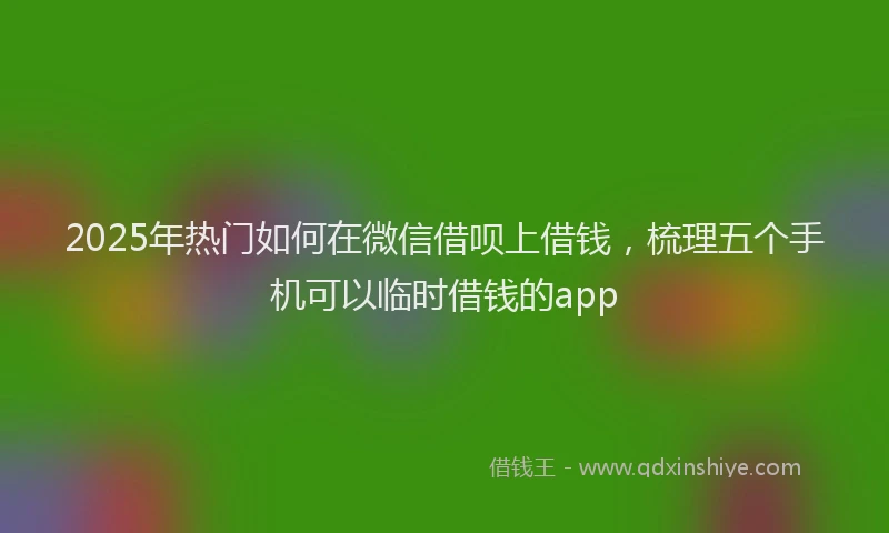 2025年热门如何在微信借呗上借钱，梳理五个手机可以临时借钱的app