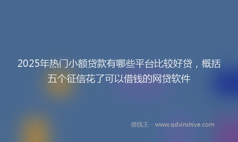 2025年热门小额贷款有哪些平台比较好贷，概括五个征信花了可以借钱的网贷软件