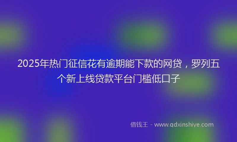 2025年热门征信花有逾期能下款的网贷，罗列五个新上线贷款平台门槛低口子