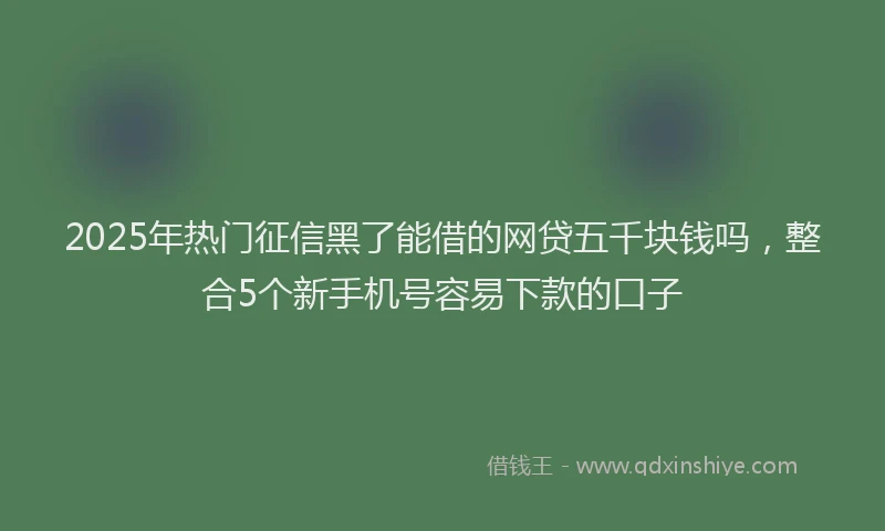 2025年热门征信黑了能借的网贷五千块钱吗，整合5个新手机号容易下款的口子