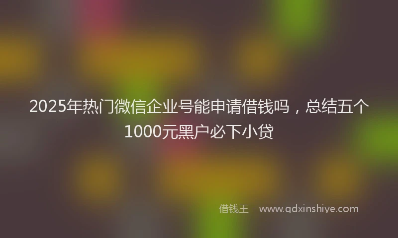 2025年热门微信企业号能申请借钱吗，总结五个1000元黑户必下小贷