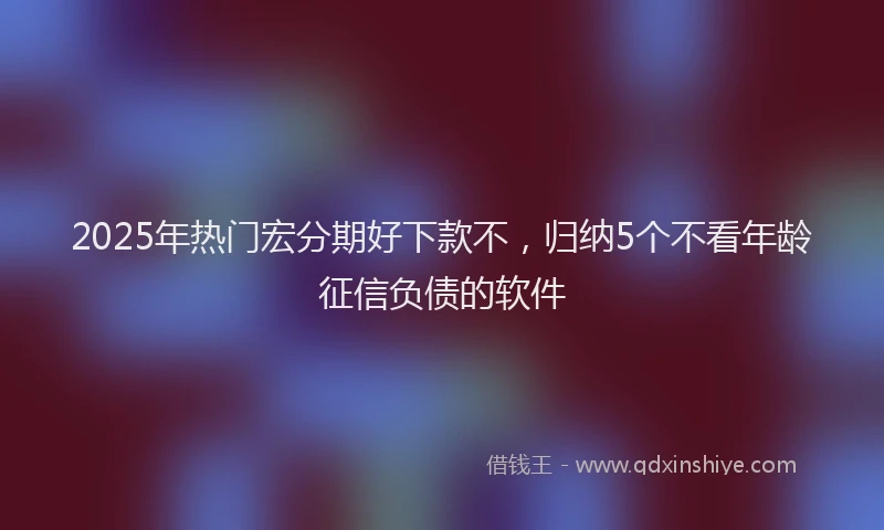 2025年热门宏分期好下款不，归纳5个不看年龄征信负债的软件