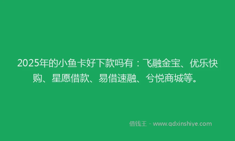 2025年的小鱼卡好下款吗有：飞融金宝、优乐快购、星愿借款、易借速融、兮悦商城等。