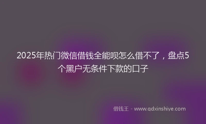 2025年热门微信借钱全能呗怎么借不了，盘点5个黑户无条件下款的口子