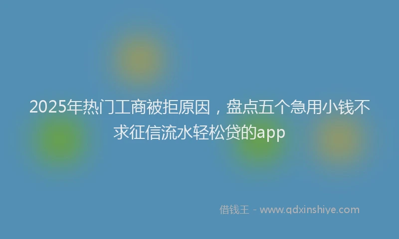 2025年热门工商被拒原因，盘点五个急用小钱不求征信流水轻松贷的app