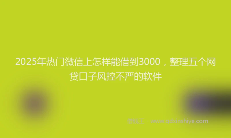 2025年热门微信上怎样能借到3000，整理五个网贷口子风控不严的软件
