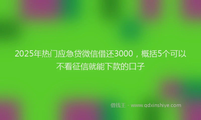 2025年热门应急贷微信借还3000，概括5个可以不看征信就能下款的口子