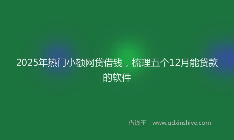 2025年热门小额网贷借钱，梳理五个12月能贷款的软件