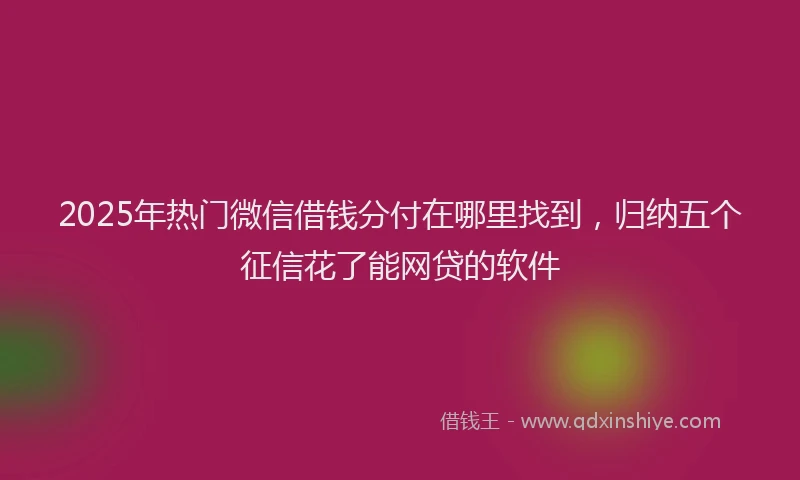 2025年热门微信借钱分付在哪里找到，归纳五个征信花了能网贷的软件