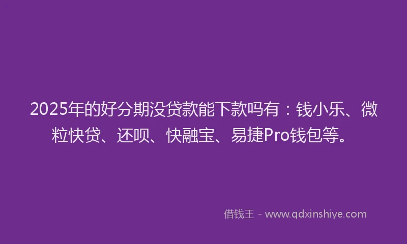 2025年的好分期没贷款能下款吗有：钱小乐、微粒快贷、还呗、快融宝、易捷Pro钱包等。