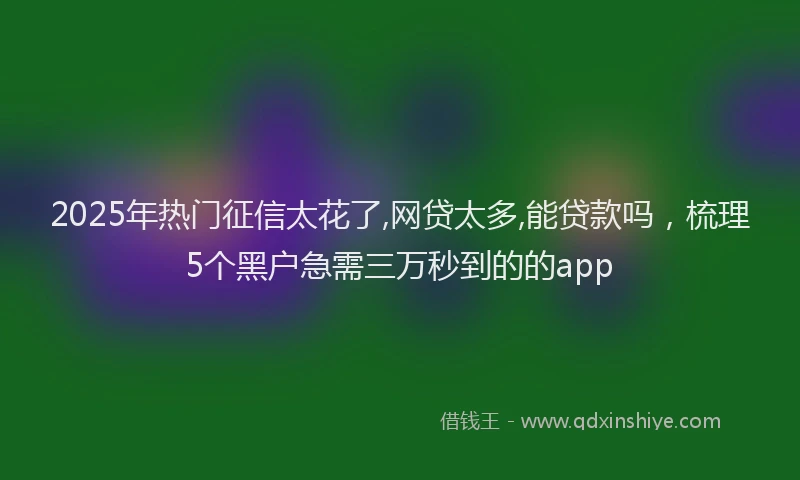 2025年热门征信太花了,网贷太多,能贷款吗，梳理5个黑户急需三万秒到的的app