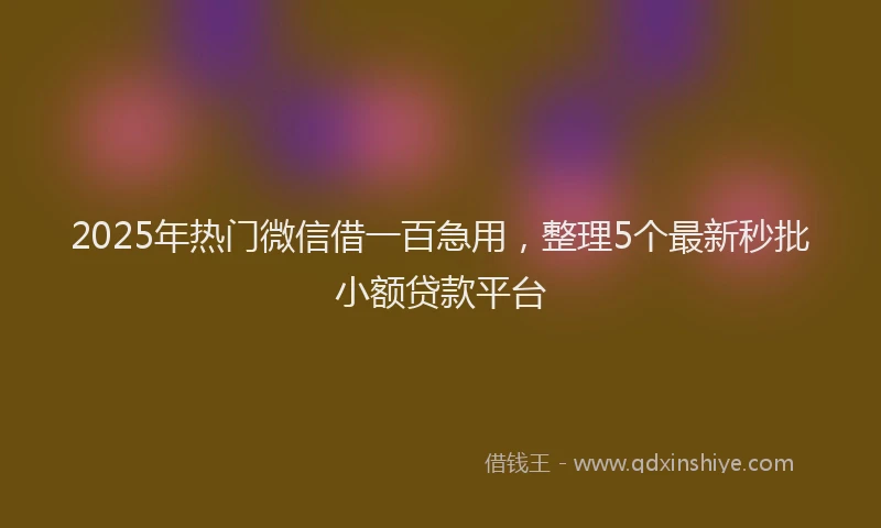 2025年热门微信借一百急用，整理5个最新秒批小额贷款平台