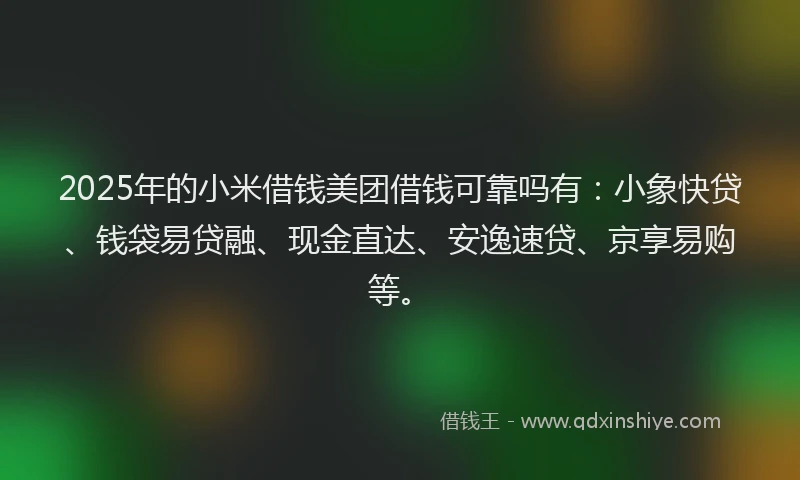 2025年的小米借钱美团借钱可靠吗有：小象快贷、钱袋易贷融、现金直达、安逸速贷、京享易购等。