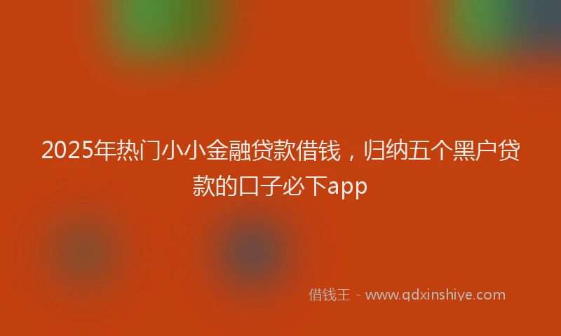 2025年热门小小金融贷款借钱，归纳五个黑户贷款的口子必下app