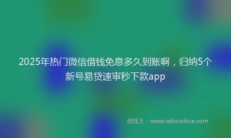 2025年热门微信借钱免息多久到账啊，归纳5个新号易贷速审秒下款app