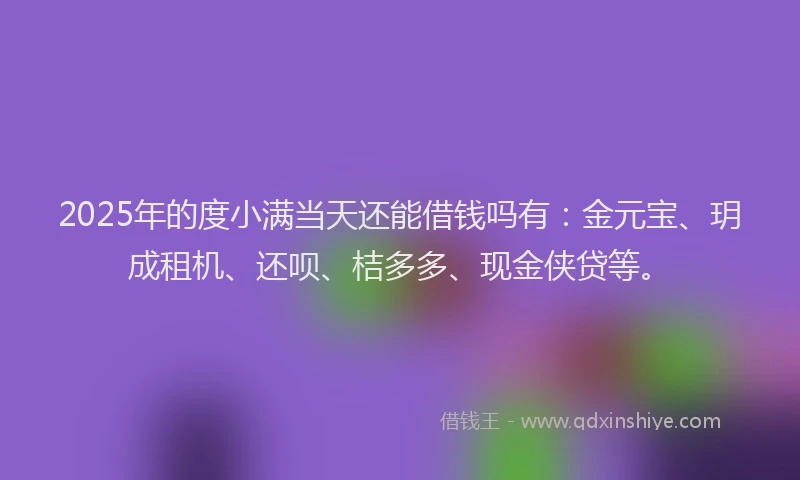 2025年的度小满当天还能借钱吗有：金元宝、玥成租机、还呗、桔多多、现金侠贷等。